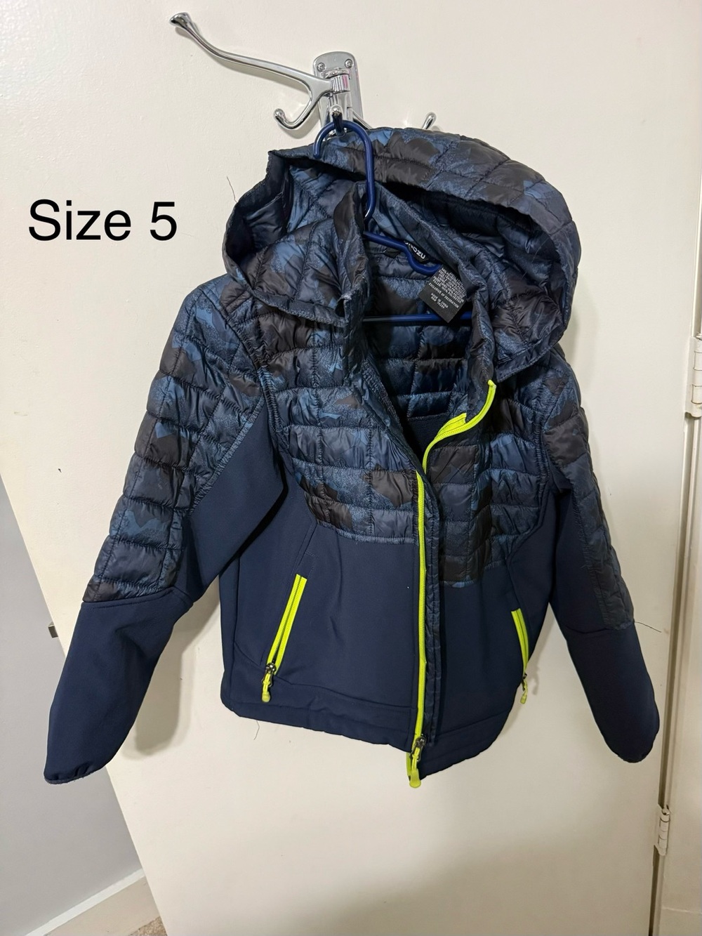 Size 5 Kids Navy Hooded Lightweight Puffer Jacket